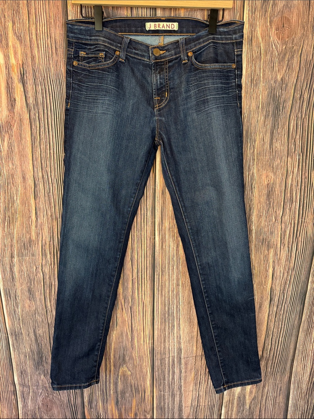 J Brand Dark Indigo Skinny Cropped Jeans